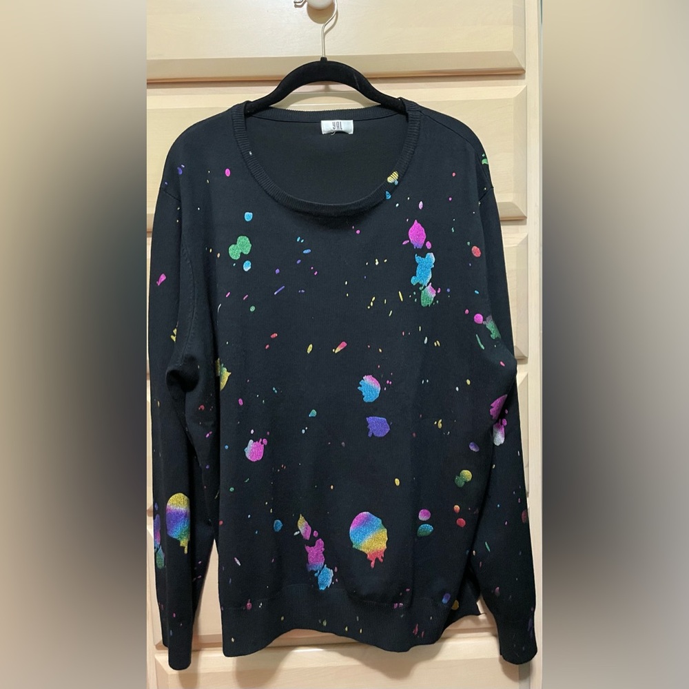 YAL NEW YORK BLACK KNIT SWEATER WITH MULTICOLORED SPOTS size 3X